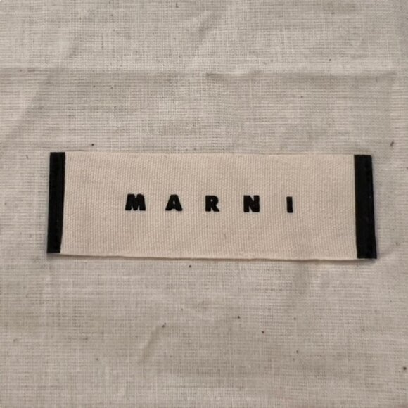 Marni Dust Cover Bag Storage Bag Drawstring 22 x 13 Beige w/ Black Logo Travel - Picture 2 of 7